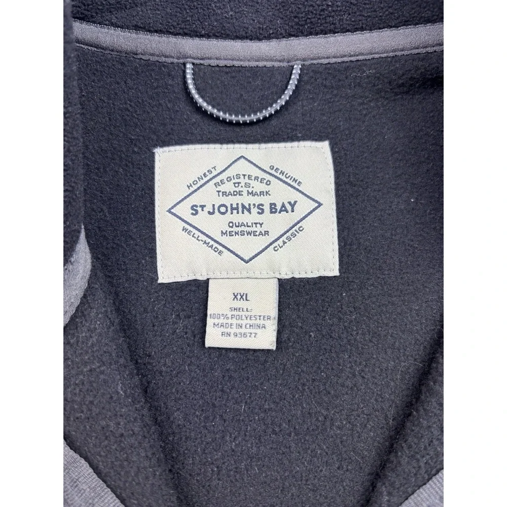 St. Johns Bay Mens Pullover Black Fleece Quarter Zip Mock Neck Long Sleeve‎ Men